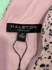 NWT Vintage Halston Heritage Flutter Sleeve Midi Dress Size 16 Rose Marble WOW!!