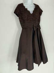 JS Boutique Brown Lace Embellished A-Line Formal Midi Dress Women&rsquo;s Size 10