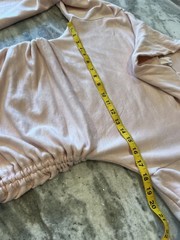 Daily Practice SM Pink Cowl Neck Dress Soft Fleece Gathered Sides Bell Sleeves