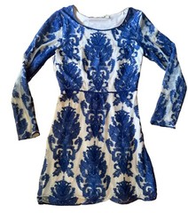 CHELSEA VIOLET Womens Blue Lace Overlay Mini Dress Size S Long Sleeve
