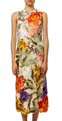 $8295 Erdem Sage Floral Embroidered Fitted Midi Dress Multi Size UK 6 / US 2