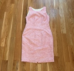 Bespoke Custom Handmade Sheath Dress Heathered Red White Slub Cotton Size 4 READ