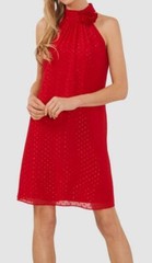 CeCe Women&rsquo;s Red Sleeveless Rosette Halter Dress Size M