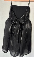 The Vintage Shop Black Satin Spaghetti Strap Mini Dress with Bow Back