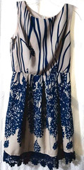 Pink Owl Dress Womens Size Small Floral Pattern Sleeveless Blue Tan Lace