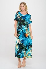 Jostar, Travel Knit Dress, long A-Line,s/s, Stretchy NO-IRON poly/span. 440