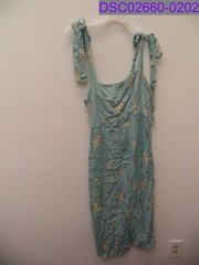Women Size XS Capulet Camille Midi Dress Blue Floral Shoulder Tie 18&Prime; Bust