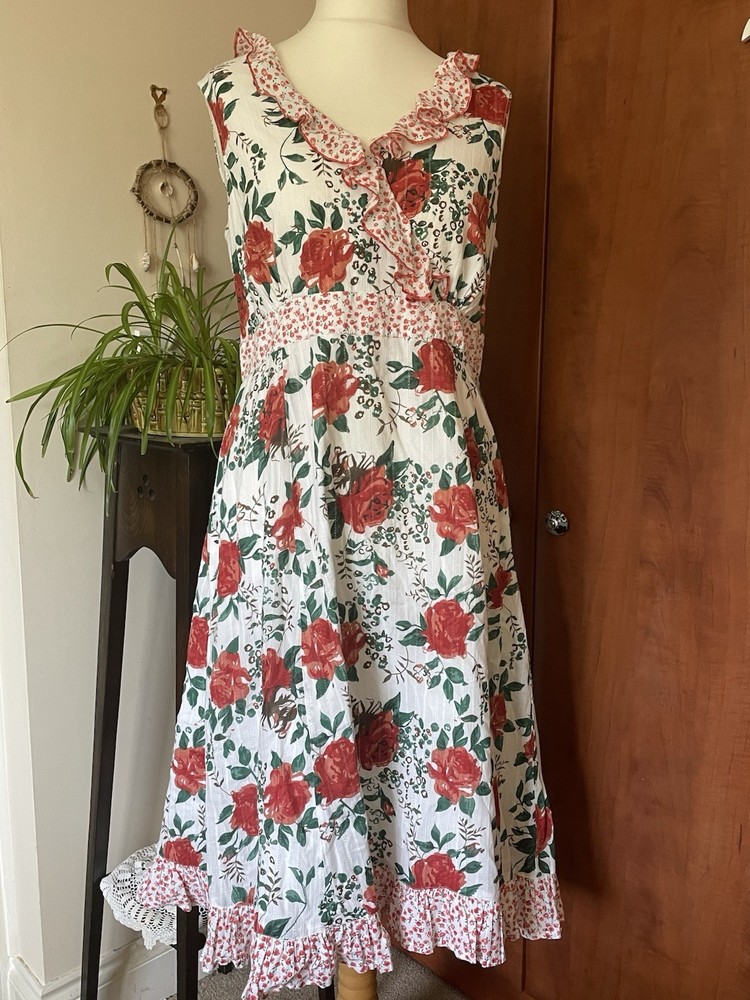 Per una dress size 18 regular Floral Cotton Sleeveless Summer Party Holiday Vgc