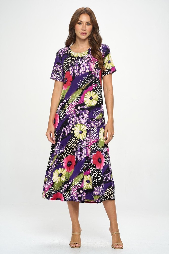 Jostar, Travel Knit Dress, long A-Line, S/S, Stretchy NO-IRON poly/span. 408