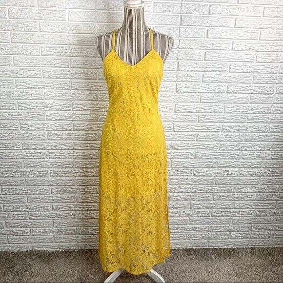 Available by Angela Fashions Yellow Maxi Dress Size Small