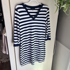 Brooks Brothers Nautical Navy Striped Shift Dress Women Size M- Coastal Preppy