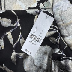 New York & Company Sheath Dress M Black Multicolor Metallic Floral Stretch Women