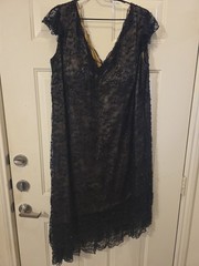 VIctoria Royal Lace Beaded Sheath dress Designer Mary Bays Sz 22L Dry Clean Only