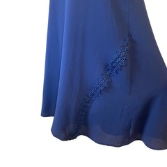 Altar&rsquo;d State Small Navy Mock Neck Lace Trim Dress Open Back Fit Flare Mini