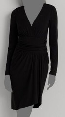 Lauren Ralph Lauren Women&rsquo;s Black Ruched Unlined Jersey Surplice Dress Size:16