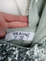 Beauut Maxi Dress Cocktail Party Prom Size UK 10 Embellished Sequin Floaty Grey