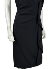 $1,150 Escada NWT Black Stretch Cocktail Dress 14 US 50 IT 44 D XL Ruched Lined