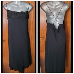 Ladies Black Strappy Beaded Evening Dress sz 18 – Amaranto – New With Tags