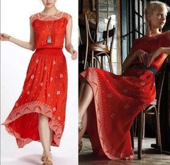Anthropologie Floreat Nanette Asymmetric Hi Low Midi Dress Embroidered Boho 10