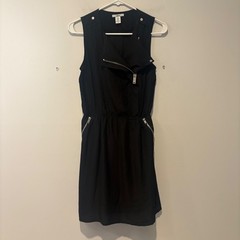 bar III Black Dress Sleeveless Zipper Accents Elastic Waist Size S Punk Chic