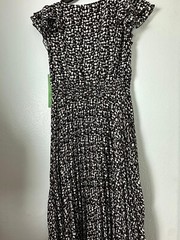 Indigo Rose Midi Dress Womens PS Black/White Print Flutter Sleeve Boho Casual