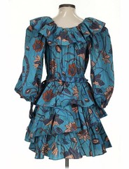 Ulla Johnson “Giselle” Teal Blue Floral Puff Sleeve Mini Dress – Sz 2