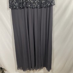 NWT $218 Pisarro Nights Beaded Mesh Mock Gown in Slate [SZ 14 ] #G931
