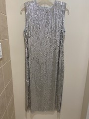 H&M PREMIUM QUALITY Thick Silver Beaded Embellished Sequin Dress Size 4 NWT