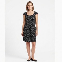 RK by Robert Kitchen Black White Polka Dot Cap Sleeve Cotton Dress size 14