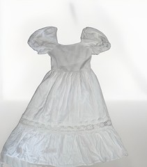 Women’s White Flowy Midi Dress Ruffled Cuff Sleeves Square Neckline Size Medium