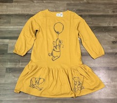 DISNEY WINNIE THE POOH HONEY YELLOW SHIRT DRESS DROP WAIST BALLOON SLEEVE M NEW