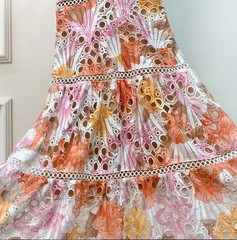Women&rsquo;s Pupple Orange Floral Sleeveless Summer Party Breathable Long Dress Lace