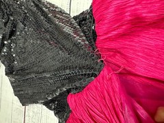 A.J. Bari Sequined Halter Neck Bow Dress Sz 4 Black Pink Open Back Mermaid Bow