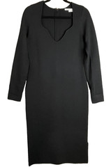 Veronica Beard Dress Womens Large Black Midi Cocktail LBD Closet Staple Vamp EUC