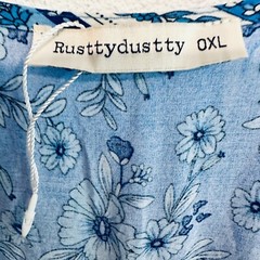 NWOT RusttyDustty Maxi Dress Boho Peasant Blue Floral Size 0XL Fits Like Medium