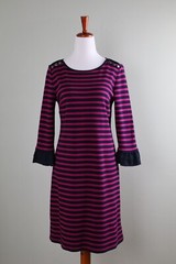 TALBOTS NWT $98 Pink Blue Stripe Ruffle Cuff Casual Tee Dress Size Medium Petite
