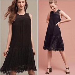 Anthropologie Floreat Black Lace Midi Dress Size 4 Boho Lace Hem Sleeveless