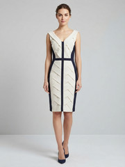 PHASE EIGHT🌷SLEEVELESS NAVY WHITE DRESS SIZE EU 40 UK 12