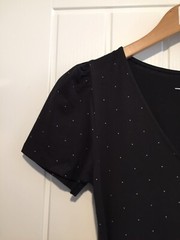 LADIES LA REDOUTE BLACK POLKA DOT COTTON V-NECK DRESS UK SIZE SMALL BRAND NEW