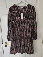 Per Una Dress Size 14 Pockets V Neck Lightweight Fabric New With Tags Rrp £45