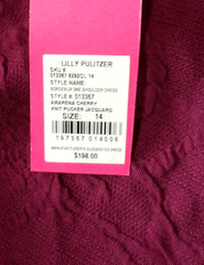 NWT Lilly Pulitzer Bordeaux One Shoulder Ruffle Jacquard Dress Berry Purple 14