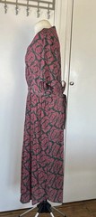 White Stuff Pink Pattern Short Sleeve Long Dress Size18 Tie Belt , Pockets