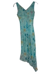 My Michelle Dress Asymmetrical Floral Blue Cowl Neck Vintage Y2K 5/6