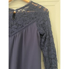 Navy Lace dress Small 4 6 8 Lily Rose 3/4 Sleeve