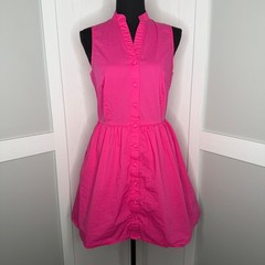 Strut & Bolt Button Front Dress Womens Medium Pink Sleeveless Elastic Waist Mini