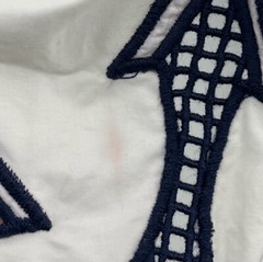 Jonathan Simkhai STAINED White Strapless Navy-Embriodered Fit+Flare Dress sz 4