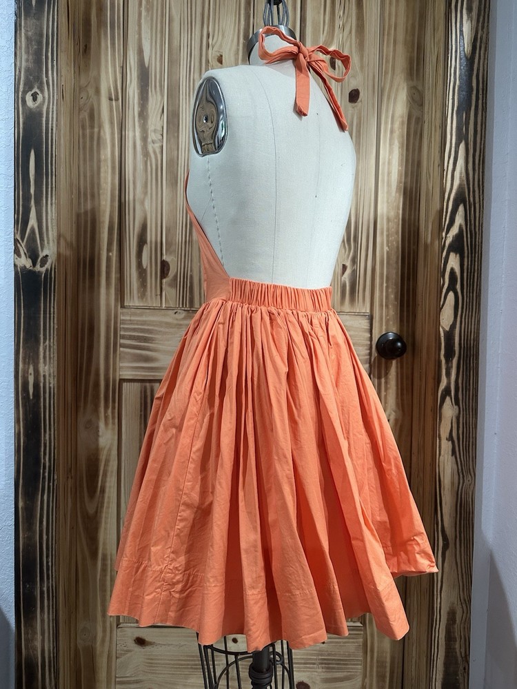 Mable Cotton Halterneck Mini Dress In Tangerine Size Small Summer Sundress