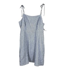 NWT Old Navy Sleeveless Cami Tie Straps Stripe Dress Fit & Flare Linen Blend XXL