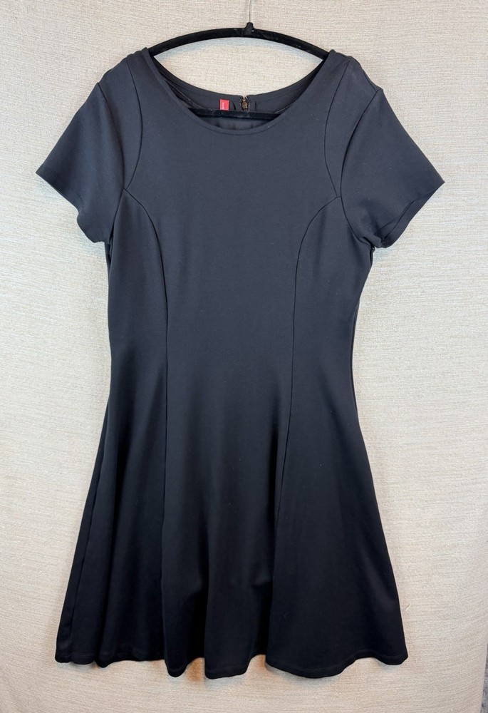 Ruby Ribbon Short Sleeve Black Slimming Lined Shapewear LBK Dress Size L