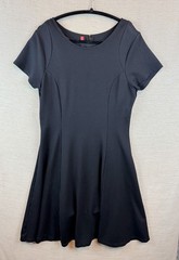 Ruby Ribbon Short Sleeve Black Slimming Lined Shapewear LBK Dress Size L